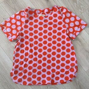 Maeve polka orange and pink polka dot shirt
